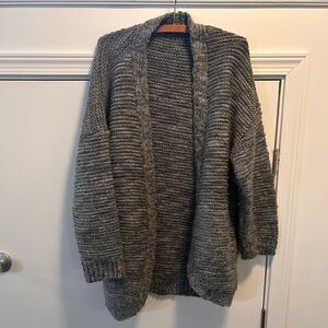 Zara Chunky Knit Gray Front Open Women’s Cardigan Sweater Medium cozy